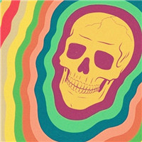 重口味骷髅头卡通头像大全 白纸深蓝色碳素笔