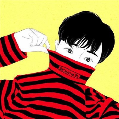 手绘帅气男生彩色漫画头像 每一座孤岛都有深海相拥